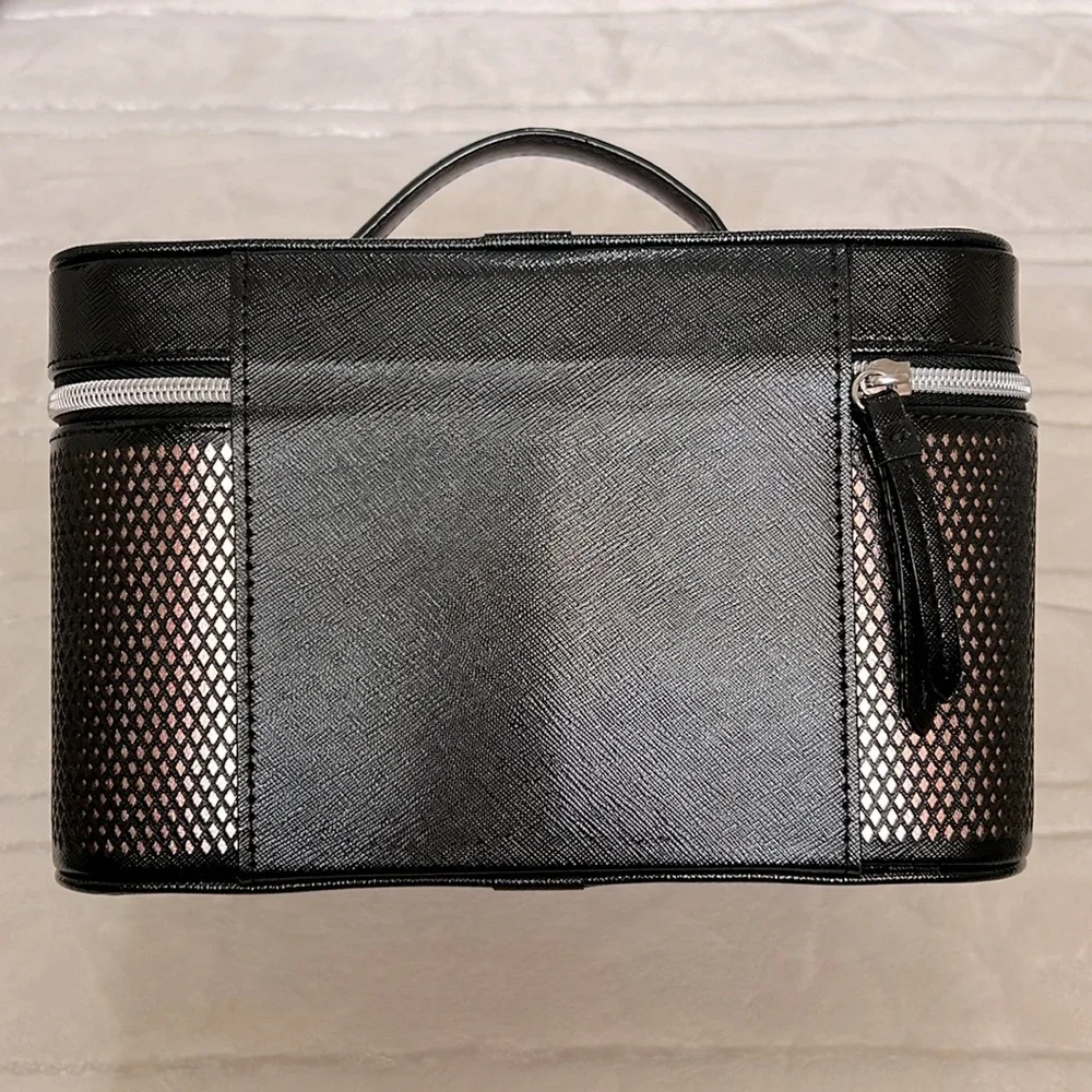 Victoria’s Secret Weekender Travel Case Makeup Storage Organizer Black Rose Gold